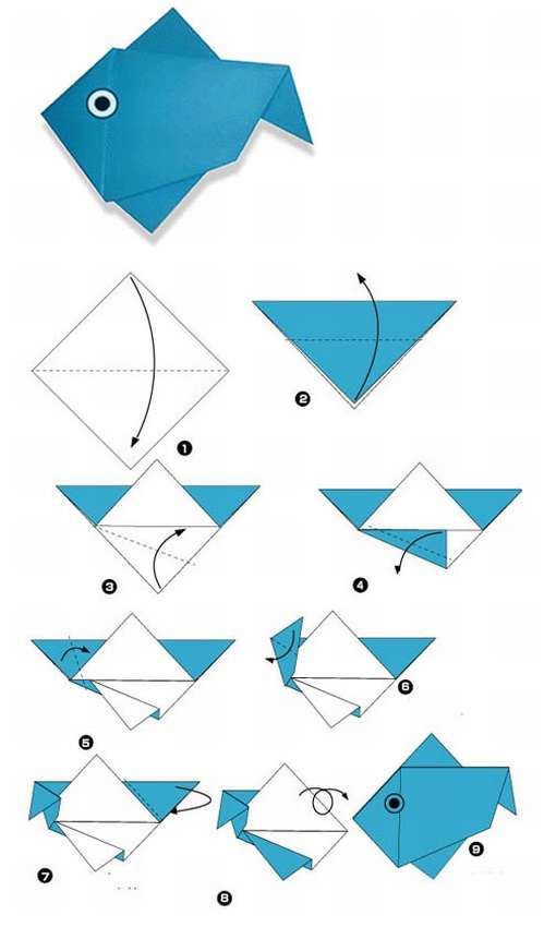 Оригами рыбка схема для детей: самый простой способ для детей