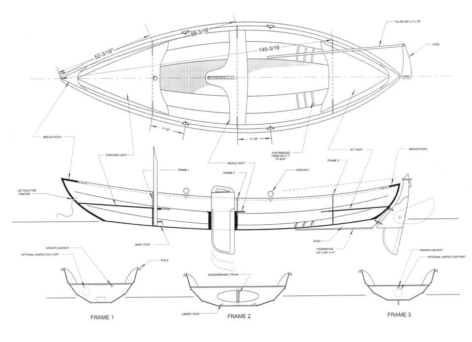 Чертеж лодки деревянной: Чертеж деревянной лодки "Skiff" для постройки своими руками