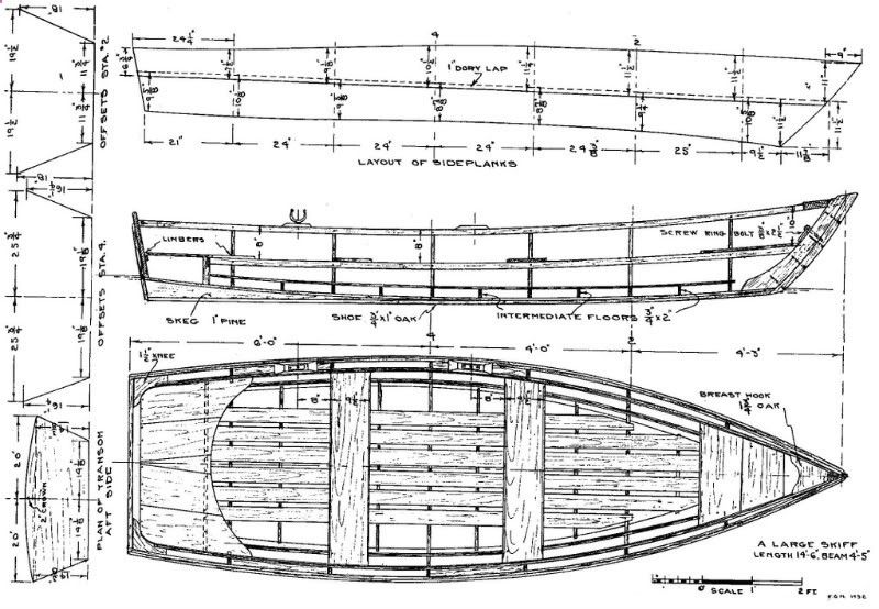 Чертеж лодки деревянной: Чертеж деревянной лодки "Skiff" для постройки своими руками