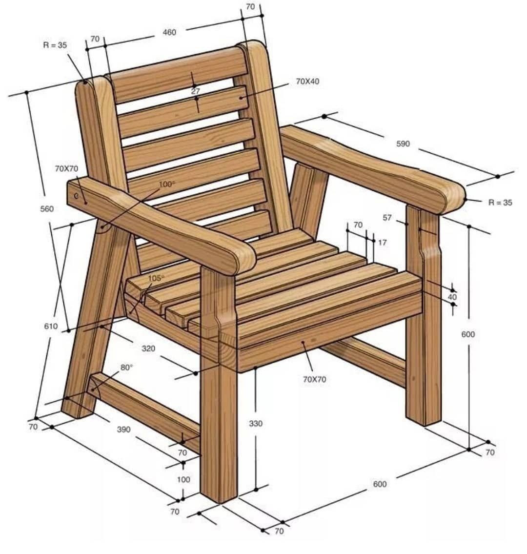 Чертежи мебели из дерева с размерами: Садовая мебель – чертежи и размеры