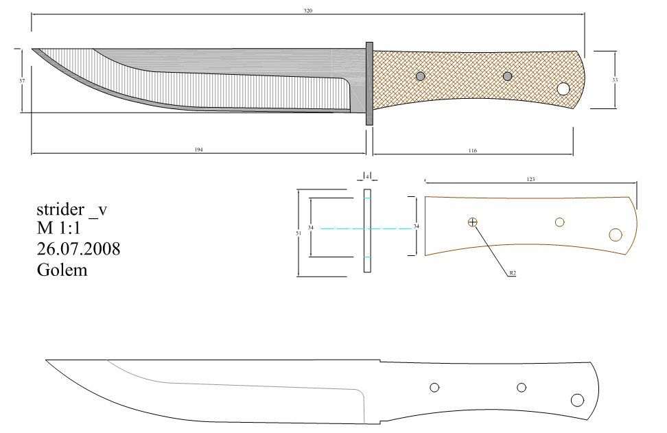 Эскиз для изготовления ножей: Эскиз » Ножи на Knifeinfo.ru