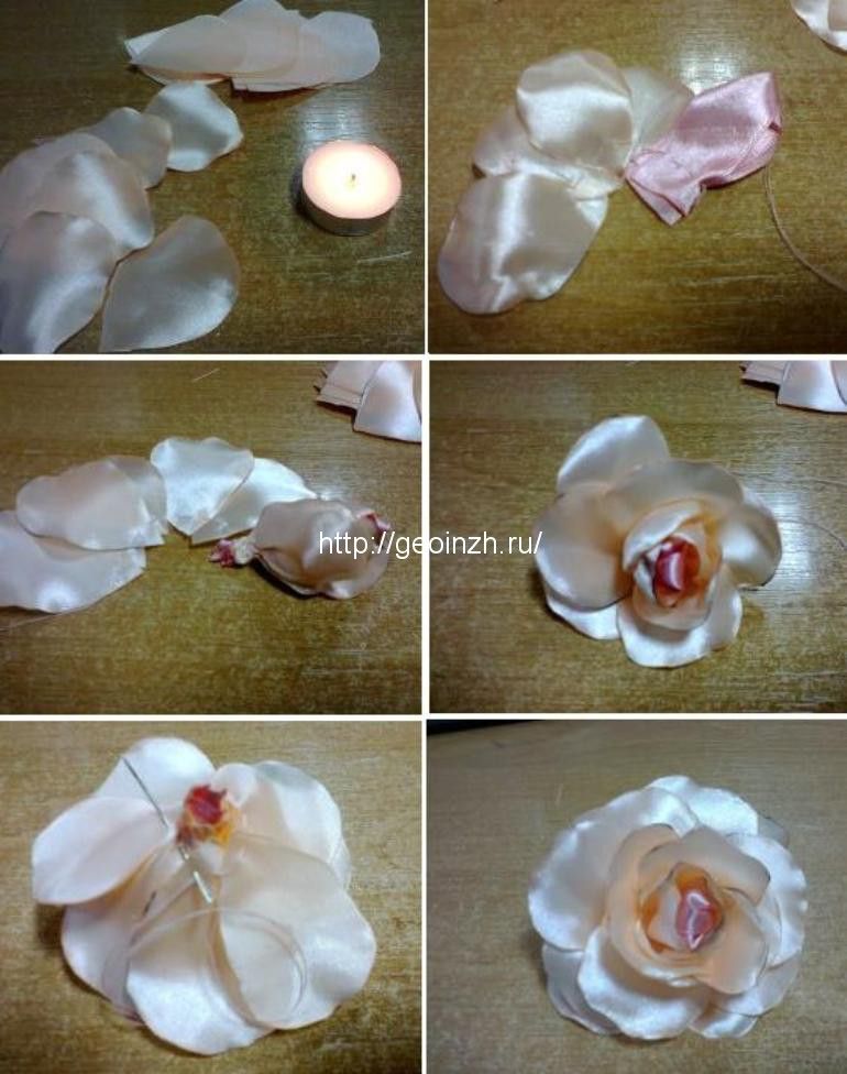 Как сделать розочку из ленты: Как сделать розы из лент своими руками