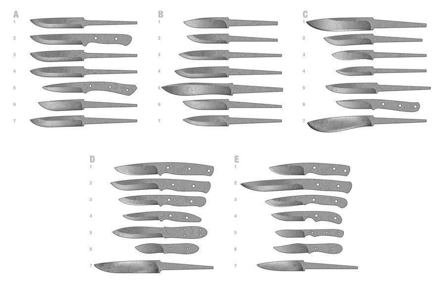 Формы клинков для ножей чертежи: описание, принцип изготовления клинка своими руками, эскизы рукояток