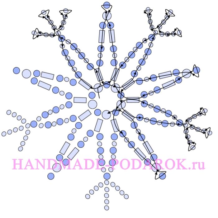 Схема из бисера снежинки: Снежинки из бисера: пошаговые фото, схемы, видео