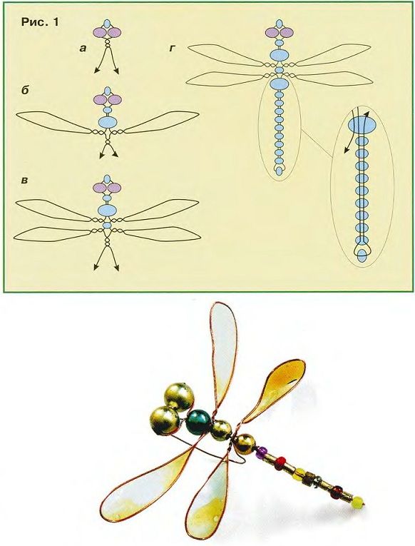 Схема как сделать стрекозу из бисера: Стрекоза из бисера для начинающих | Море хобби