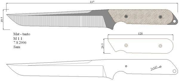Чертеж танто: Изготовление танто. Небольшой нож танто своими руками Нож танто эскиз с размерами
