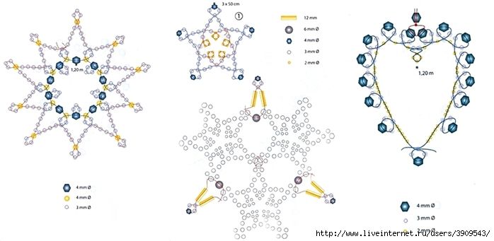 Схема из бисера снежинки: Снежинки из бисера: пошаговые фото, схемы, видео