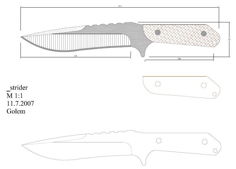Формы клинков для ножей чертежи: описание, принцип изготовления клинка своими руками, эскизы рукояток