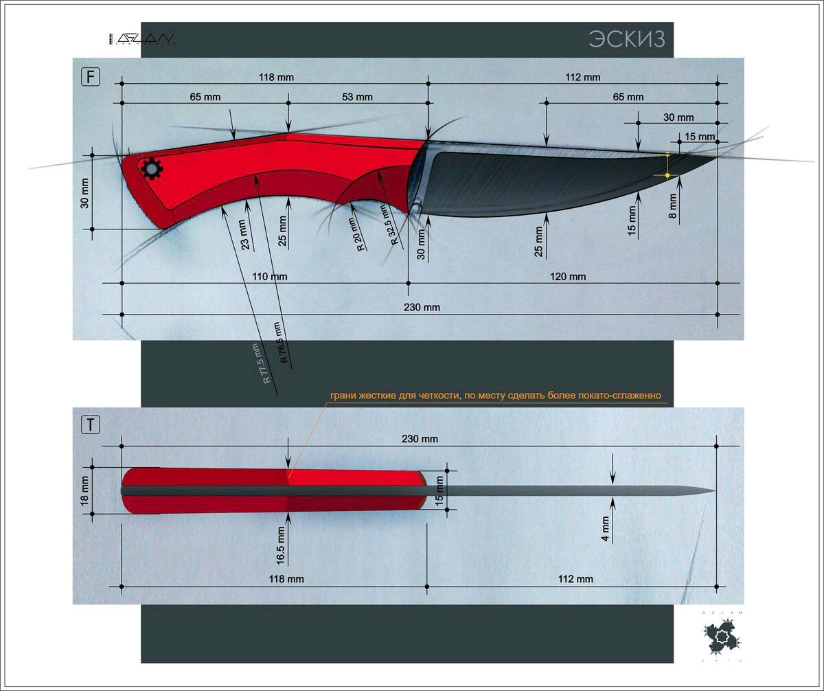 Формы клинков для ножей чертежи: описание, принцип изготовления клинка своими руками, эскизы рукояток