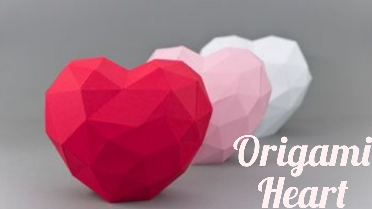 3Д сердце из бумаги: Пошаговая схема оригами из бумаги Объемное сердце |