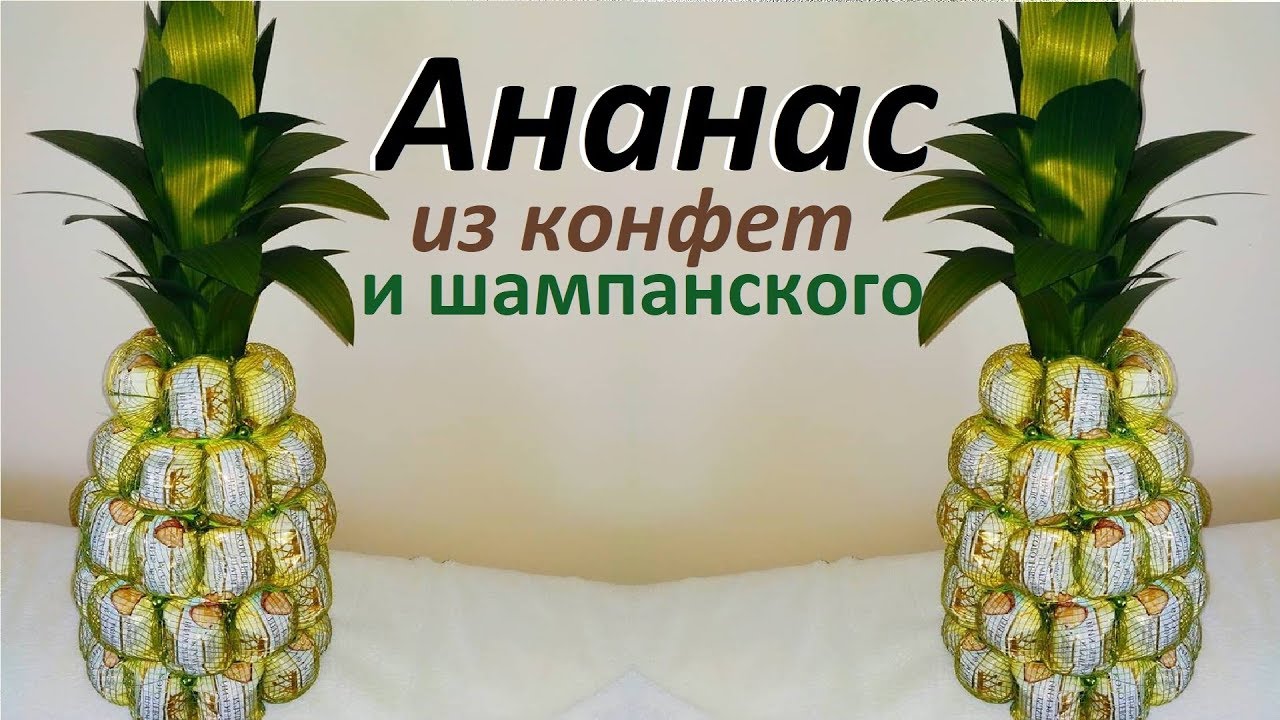 Бутылка шампанского в виде ананаса: Как сделать ананас из шампанского и конфет