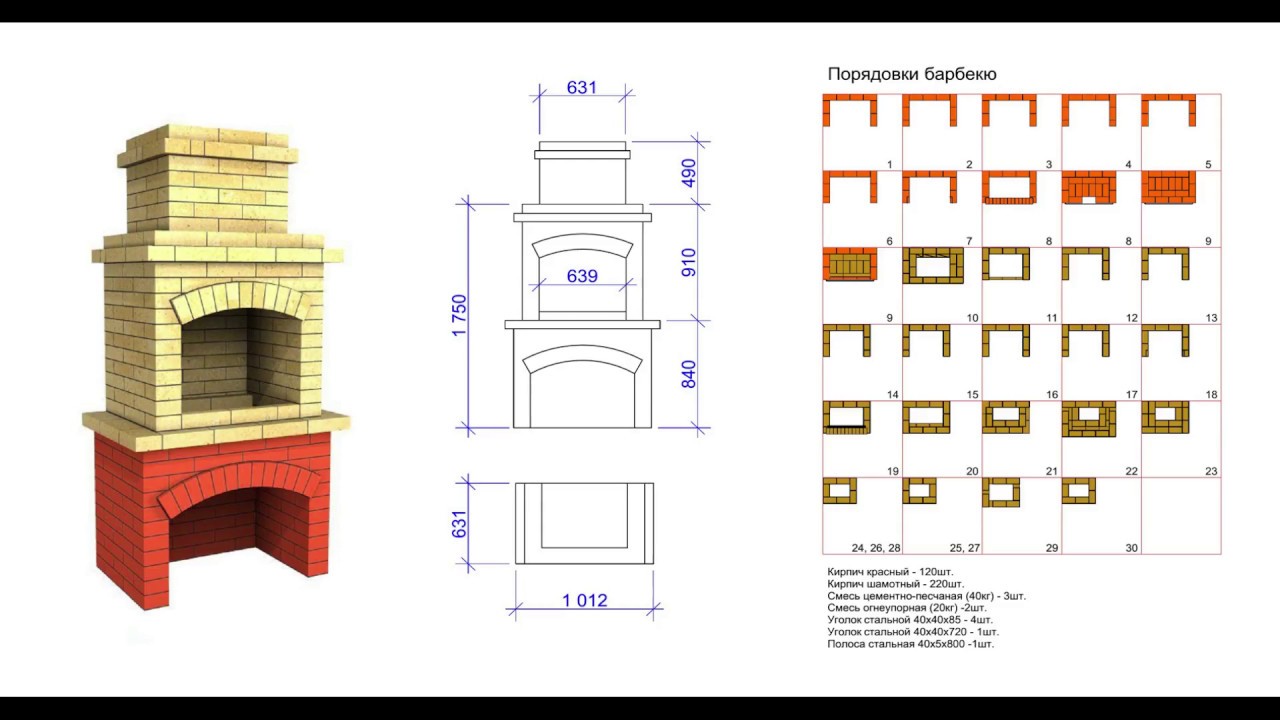 Барбекю из кирпича раскладка: Порядовка барбекю из кирпича своими руками