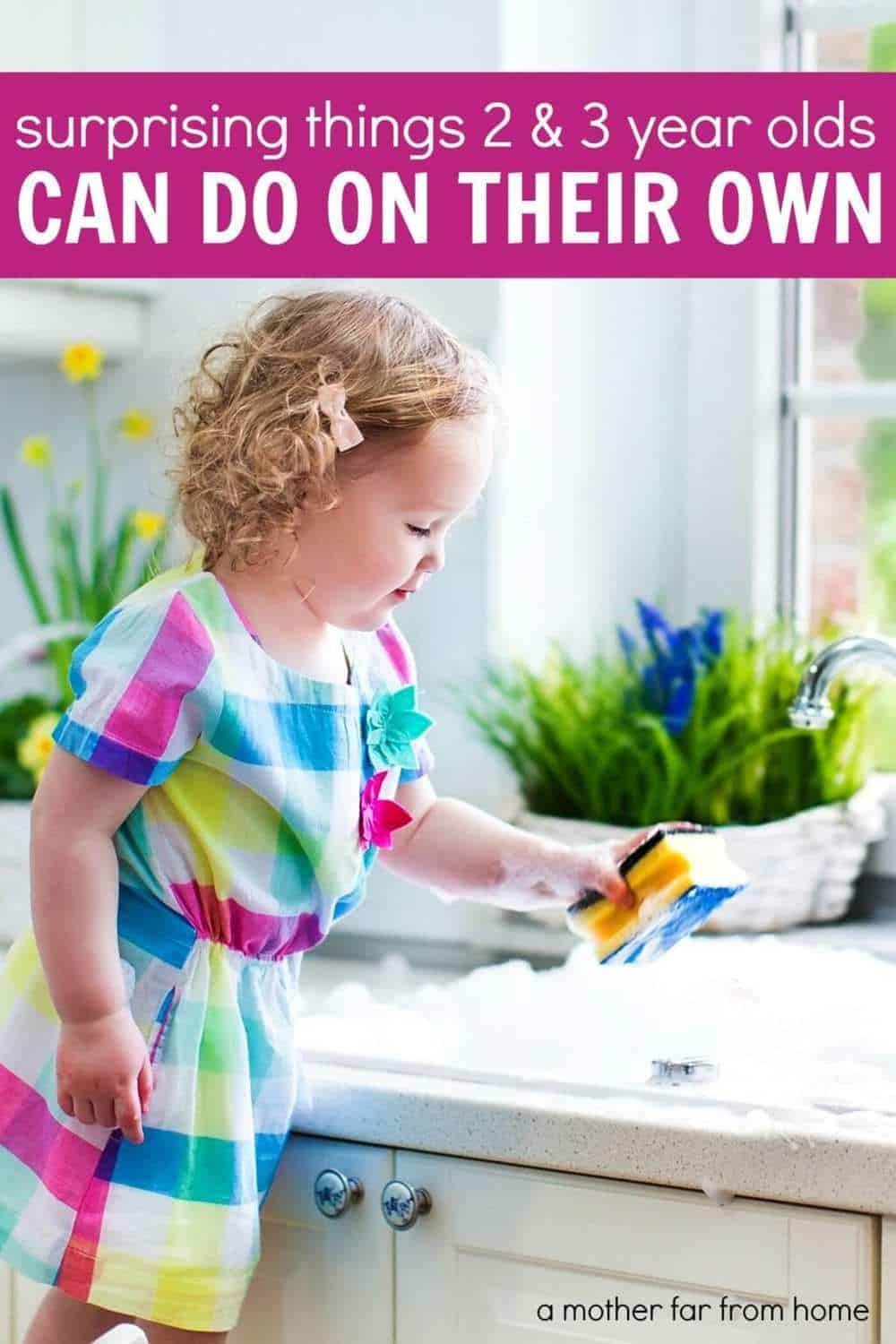 toddler doing a chore