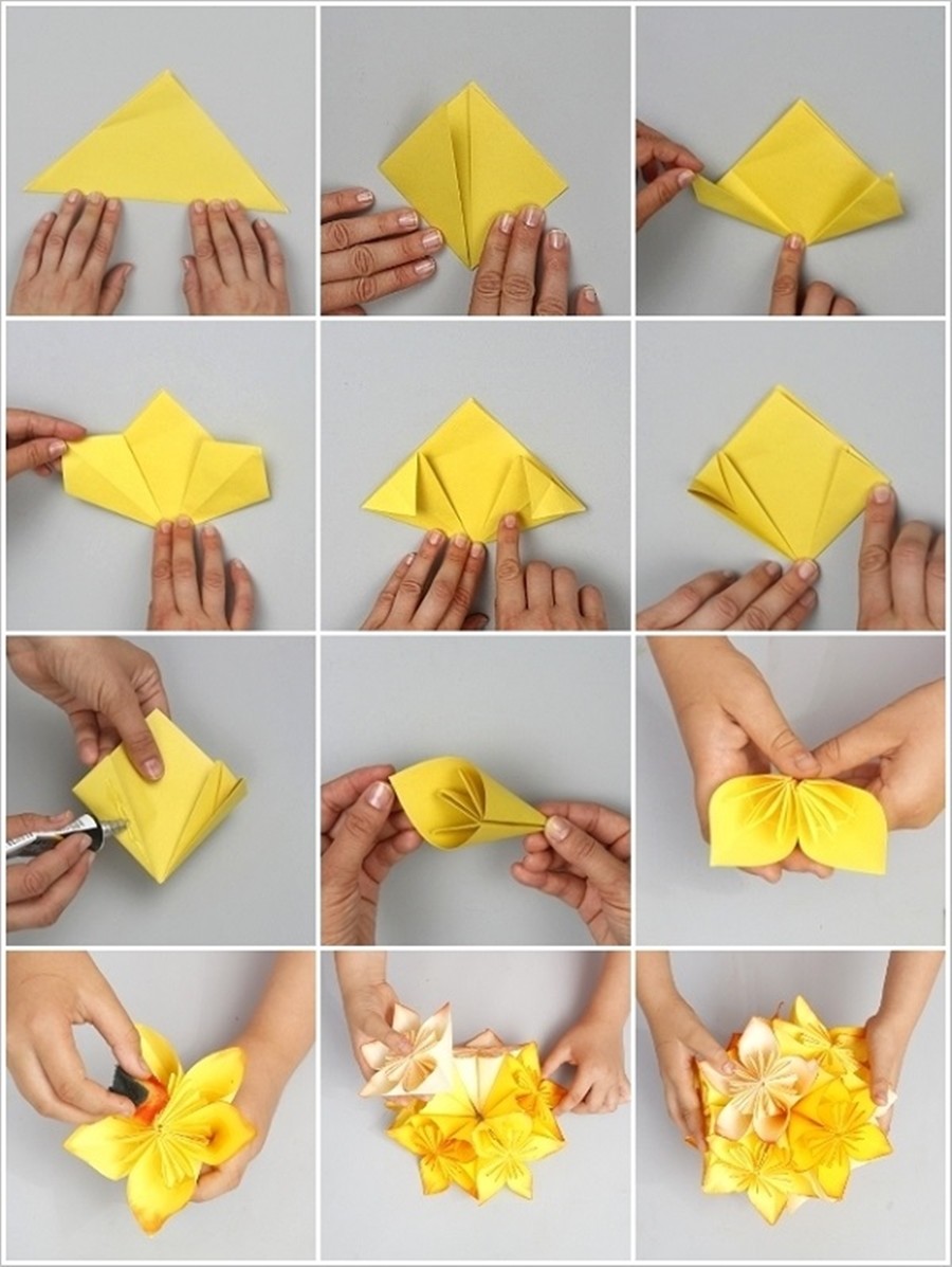 Поделки своими руками без клея из бумаги: Потрясающий Цветок из бумаги, можно сделать БЕЗ КЛЕЯ и очень просто! Такой пышный букет будет отличным …