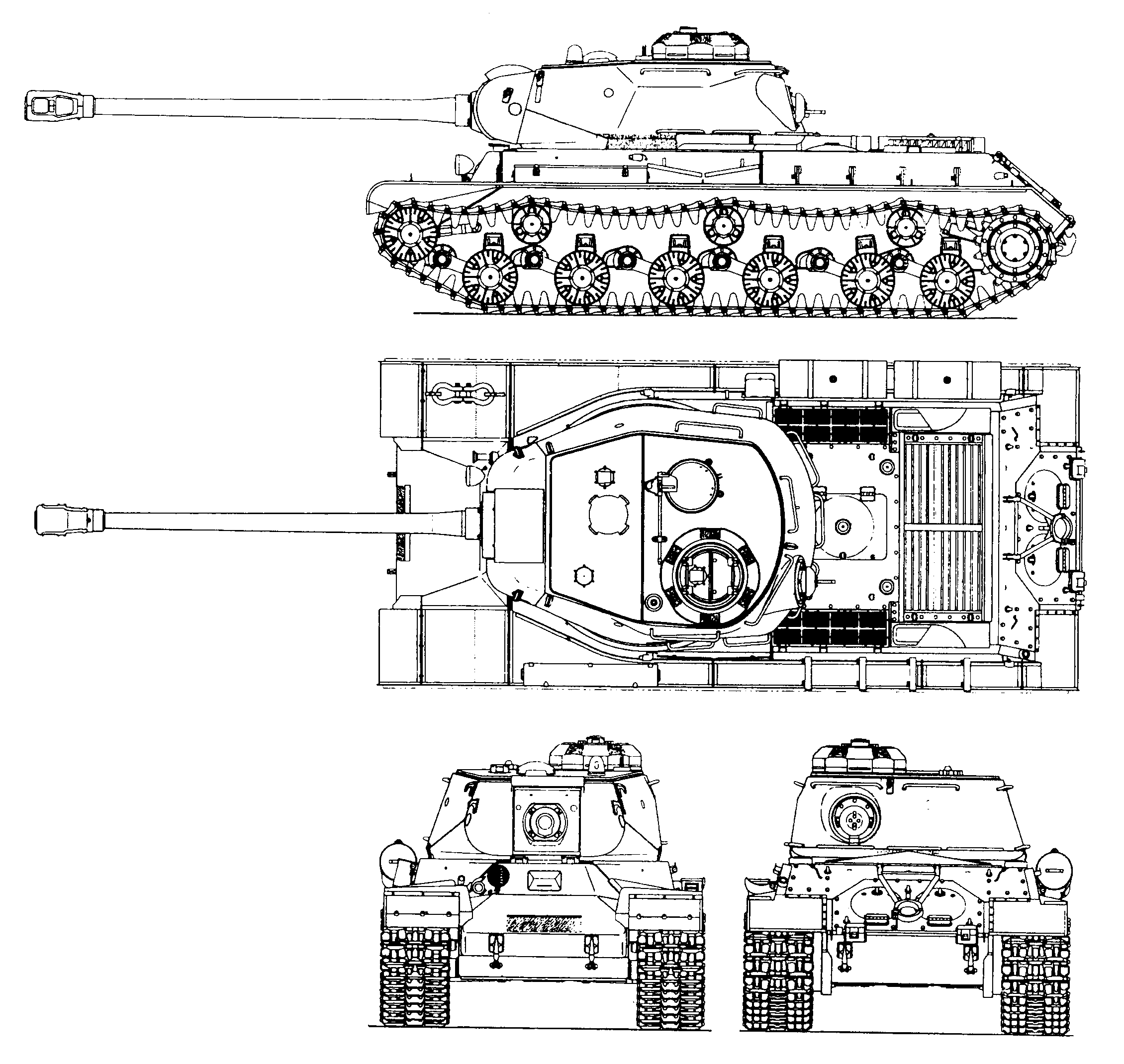 Чертеж ис 3: Тяжелый танк ИС-3 образца 1945 года. СССР