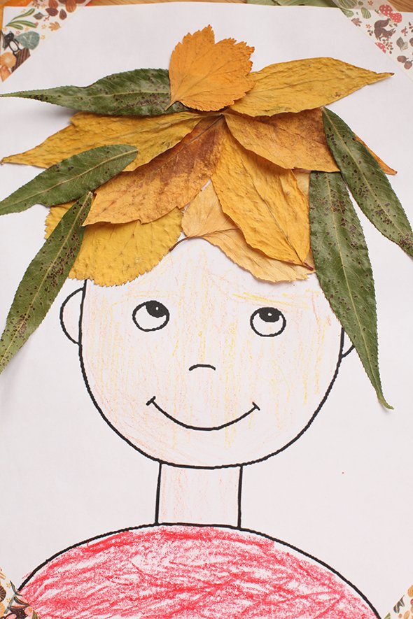 Портрет из листьев: Портрет осени из листьев