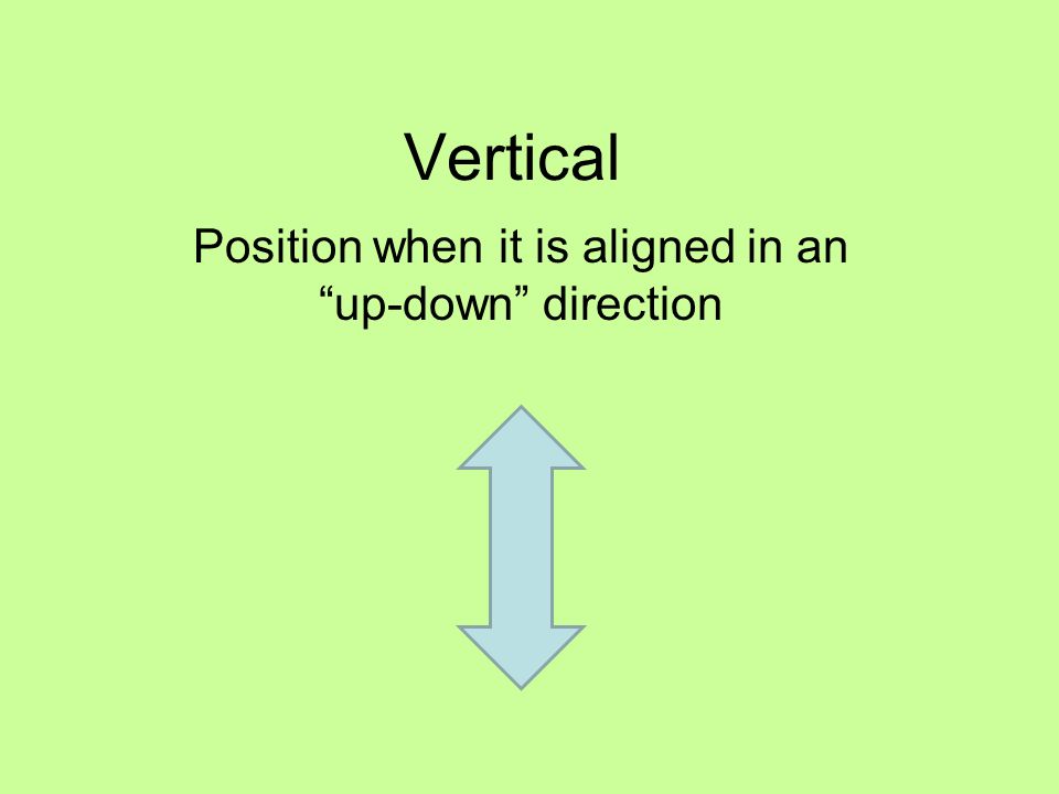 Vertical Position when it is aligned in an up-down direction