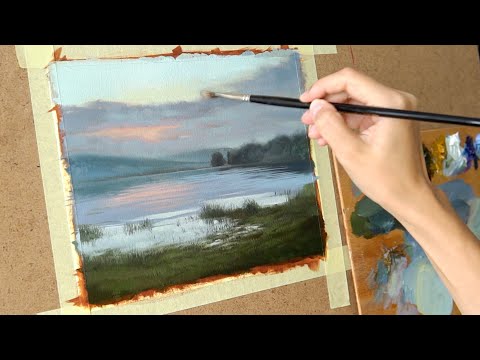 Масляная живопись для начинающих. Рисуем пейзаж  #3   Art tutorial . Oil painting