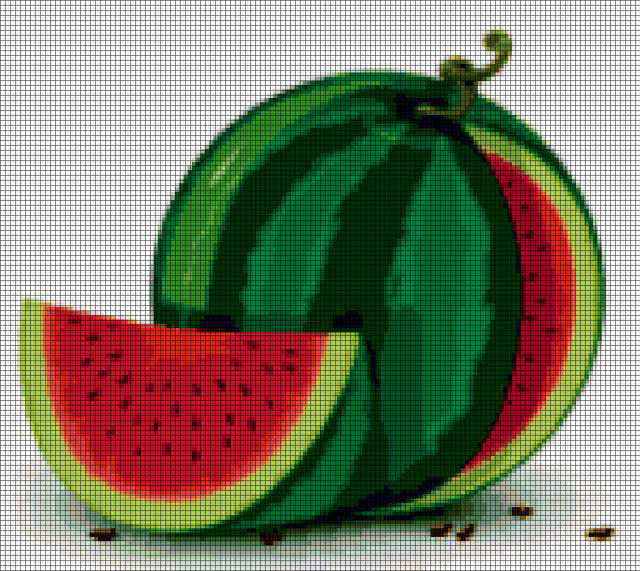 Рисунки по клеточкам в тетради арбуз: Pixel arts «Watermelon»