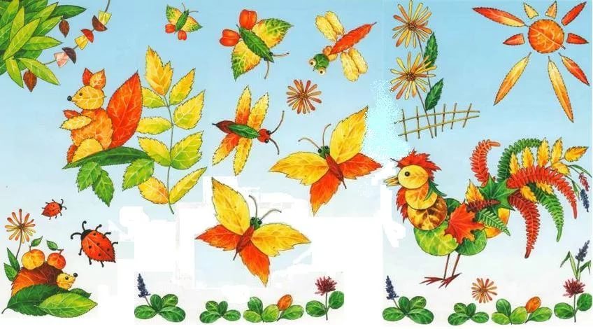 Аппликация осенних листьев: Аппликации из осенних листьев для детей, аппликация из листьев, детские поделки, фото