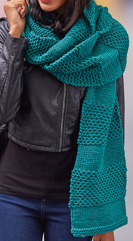 Free Knitting Pattern for Textured Stripes Super Scarf
