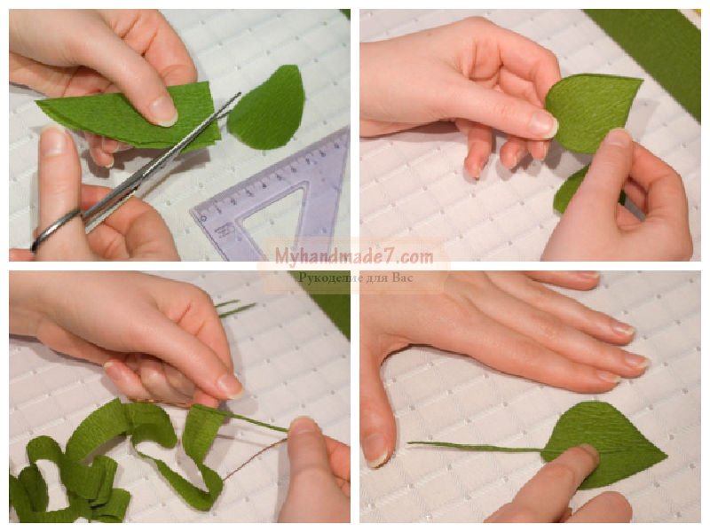 Листья для розы из гофрированной бумаги: Розы из гофрированной бумаги | Сделай сам своими руками