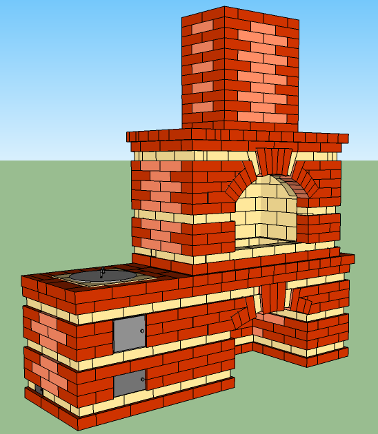 Прядовка оригинального барбекю для сада: делаем печь из кирпича, чертежи