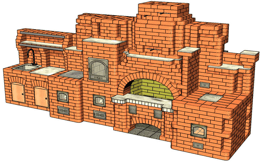 Прядовка оригинального барбекю для сада: делаем печь из кирпича, чертежи