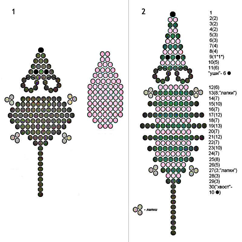 Фигуры из бисера схемы для начинающих схемы: Простые схемы плетения животных из бисера