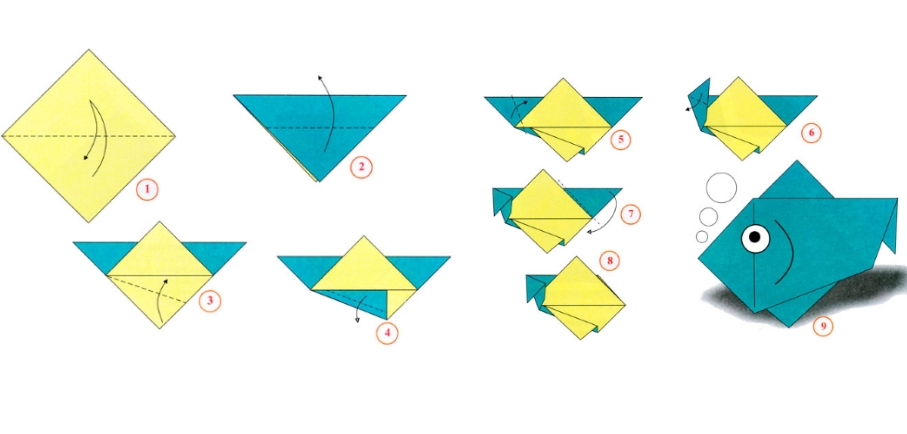 Оригами рыба для детей: Простые рыбки из бумаги в технике оригами для детей | Лучшие самоделки своими руками