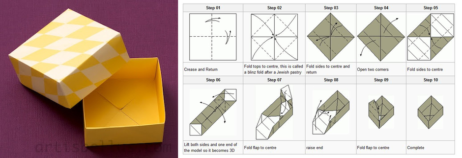 Оригами простая коробочка: Простая коробочка оригами, схема