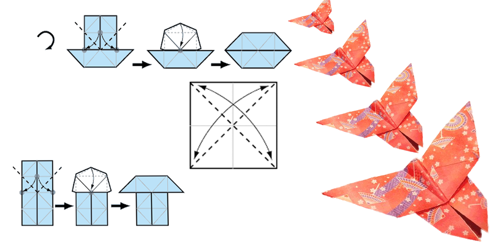 Схема оригами бабочка: Объемная бабочка оригами | МОРЕ творческих идей для детей