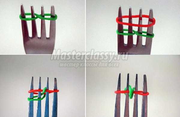 Браслеты из резинок поэтапно на вилке: Как плести браслеты из резинок на вилке