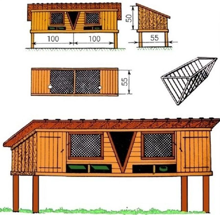 Изготовление клеток для кроликов своими руками чертежи: Клетки для кроликов своими руками (70 фото): идеи как сделать