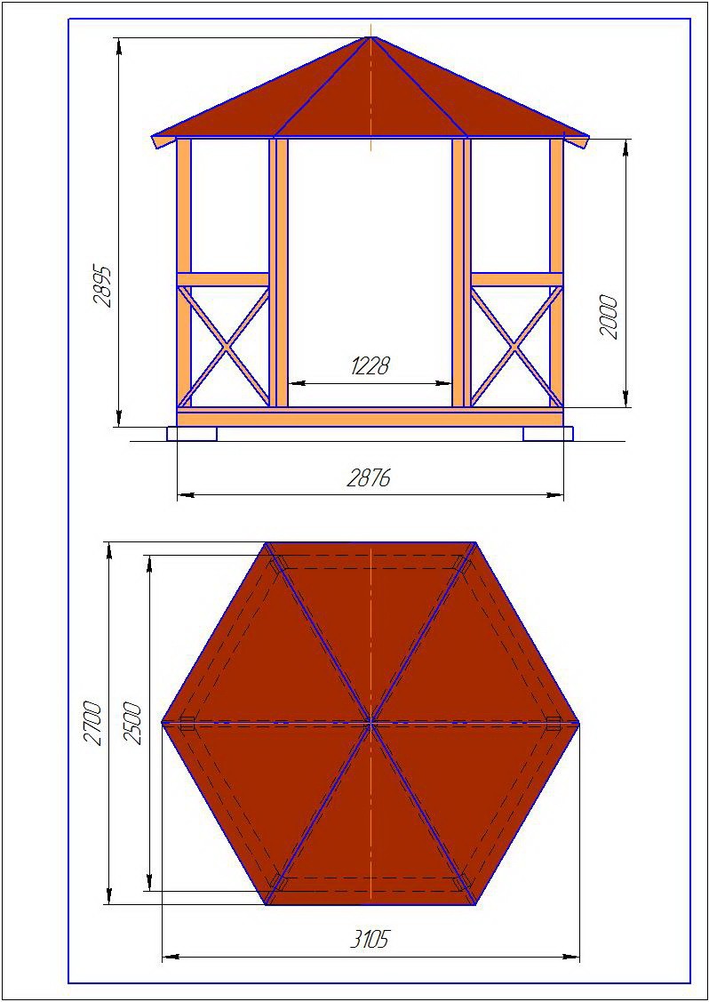 Чертеж беседки из дерева своими руками: Чертежи беседок для дачи с размерами