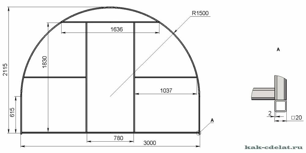 Чертежи теплицы из поликарбоната: схемы на фото, проекты с размерами
