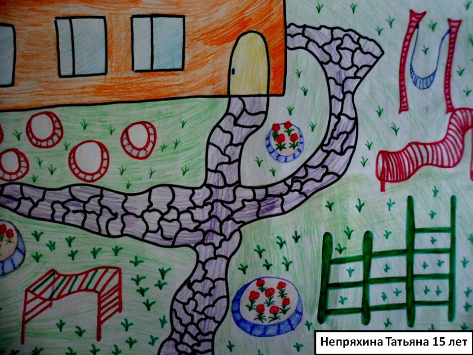 Детские рисунки площадки: Детская площадка рисунок карандашами и красками