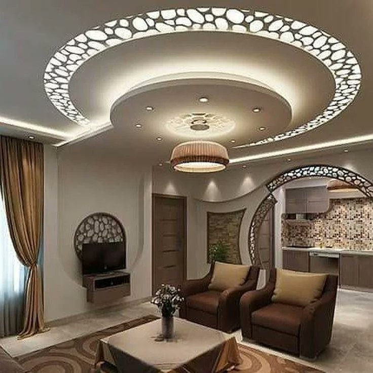 Потолок зал из гипсокартона: варианты подсветки в подвесных потолках в гостиной, идеи дизайна, примеры красивых фигурных потолков