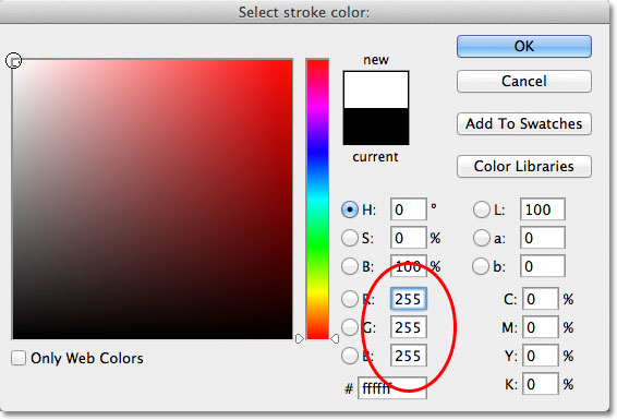 Selecting a new color for the stroke from the Color Picker.