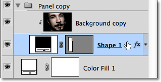 Selecting the Shape 1 layer inside the group.