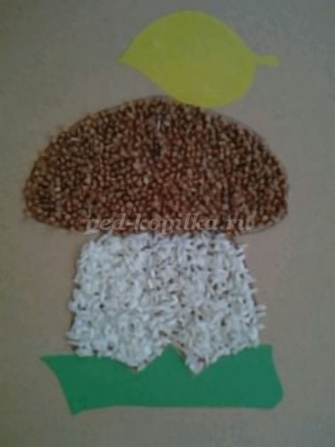Аппликация из крупы грибы: Аппликация Грибов из круп - Поделки из подручных материалов, Фрукты, овощи и ягоды из разных материалов, для детей от 6 лет