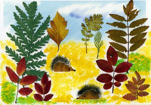 Аппликация осенний лес из листьев: Аппликация в подготовительной группе. "Осенний лес"