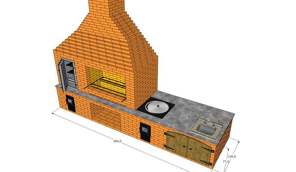 Прядовка оригинального барбекю для сада: делаем печь из кирпича, чертежи