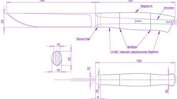 Эскизы охотничьих ножей: всё о ножах: Чертежи ножей