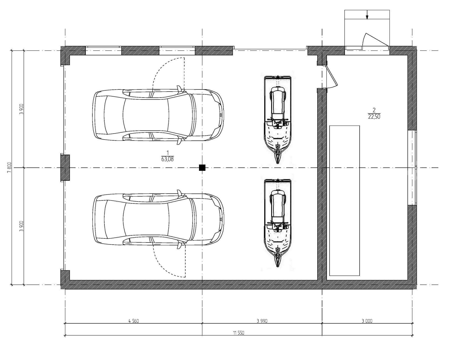 Проект гаража с мастерской: Проект гаража с мастерской и навесом G122