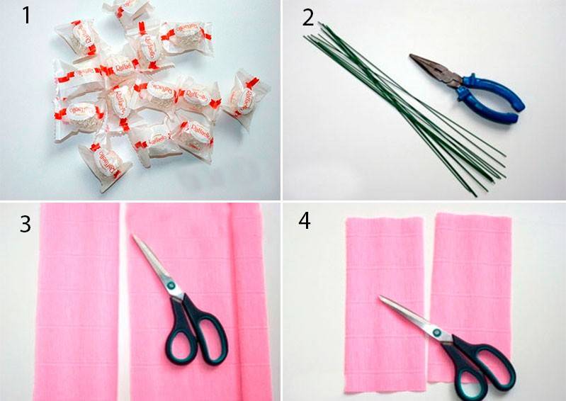 Сделать букет из конфет из гофрированной бумаги своими руками пошагово: 15 способов сделать букет из конфет своими руками