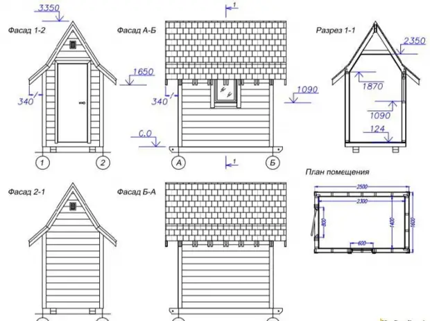 Чертеж туалета для дачи с размерами: Дачный туалет своими руками: 48 чертежей + фото