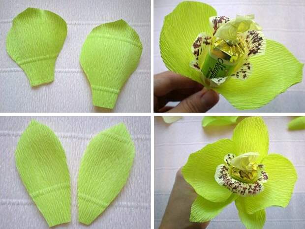 Цветы из гофрированной бумаги и конфет пошагово: 15 способов сделать букет из конфет своими руками
