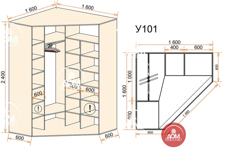 Чертежи угловых шкафов купе с размерами: 264 фото (+ чертежи и эскизы)