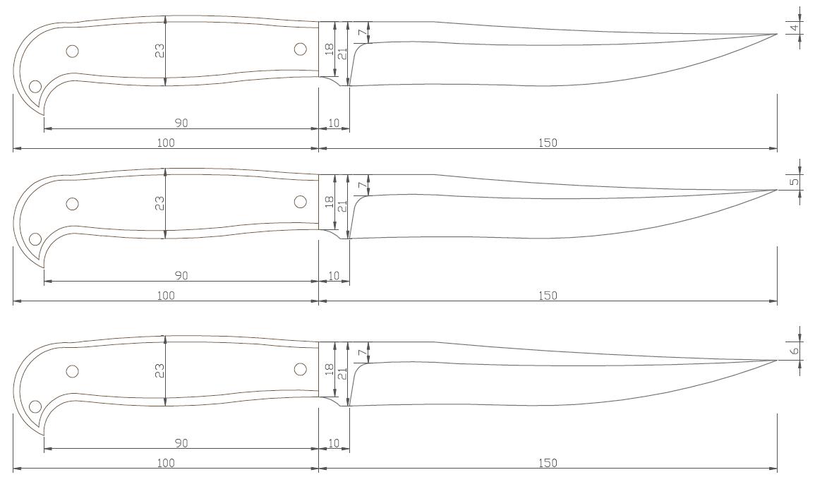 Формы клинков для ножей чертежи: описание, принцип изготовления клинка своими руками, эскизы рукояток